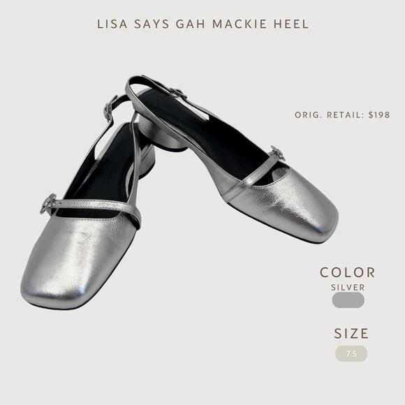 Silver Mary Jane Block Heels Lisa Says Gah Mackie 7.5 - Picture 2 of 9